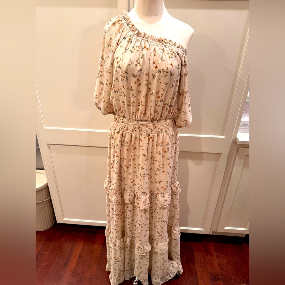 Better Be Floral Off-Shoulder Cream Dress